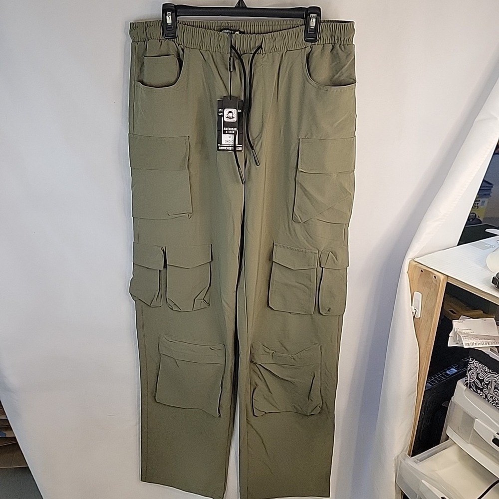 RUNS SMALL‎ -American Stitch Men's Tactical Cargo Pants Size XLarge Green